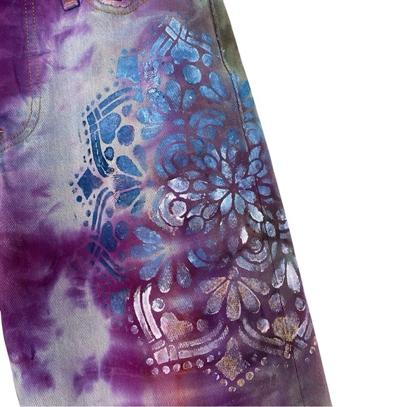 Levis Tie Dye Jeans Waist 26 Womens Size 2 XS Handmade Tie Dye Painted Purple - Picture 5 of 16